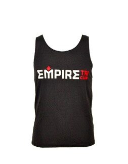 A black tank top with empire tv club written on it.