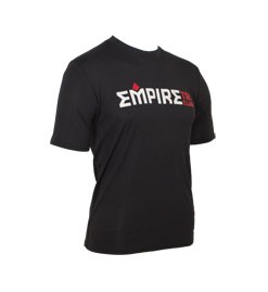 A black shirt with empire logo on it.