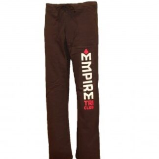 A pair of brown pants with the word empire on it.