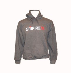 A gray hoodie with the word empire on it.