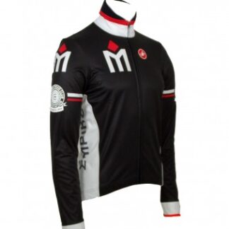 A black and white jacket is shown on the mannequin.