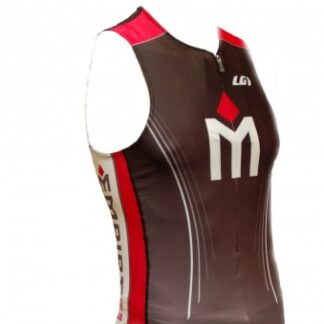 A close up of the front of a sleeveless shirt