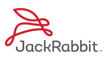 A red and gray logo for jack rabbit.