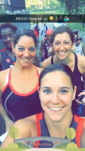 Group of people ready for a triathlon.