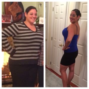 Before and after weight loss transformation.