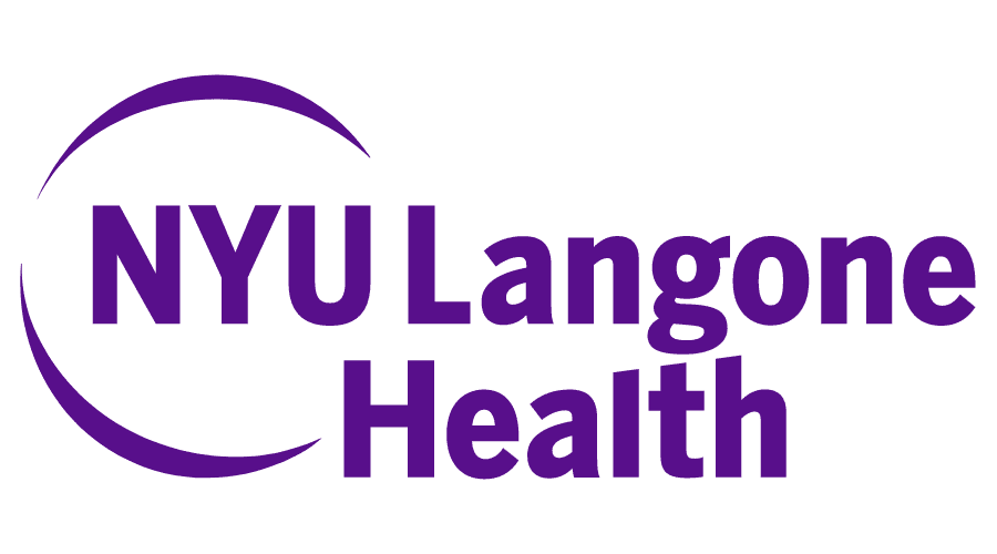 A purple logo with the words nyu langone health.