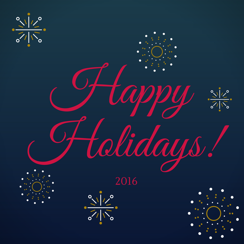 A blue background with red and white snowflakes.