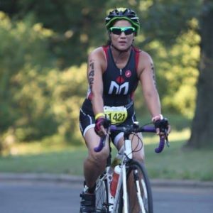 Cyclist riding in a race event.