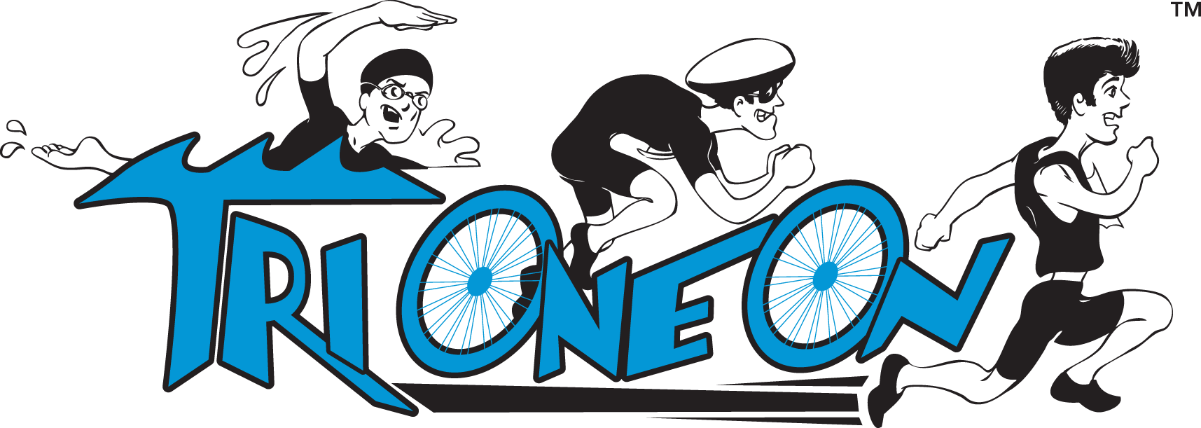 A blue and black logo with a bicycle in the middle.