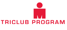 A black and red logo for the ironman club program.