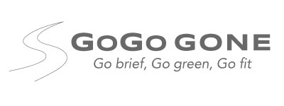 A gray and white logo of gogo group