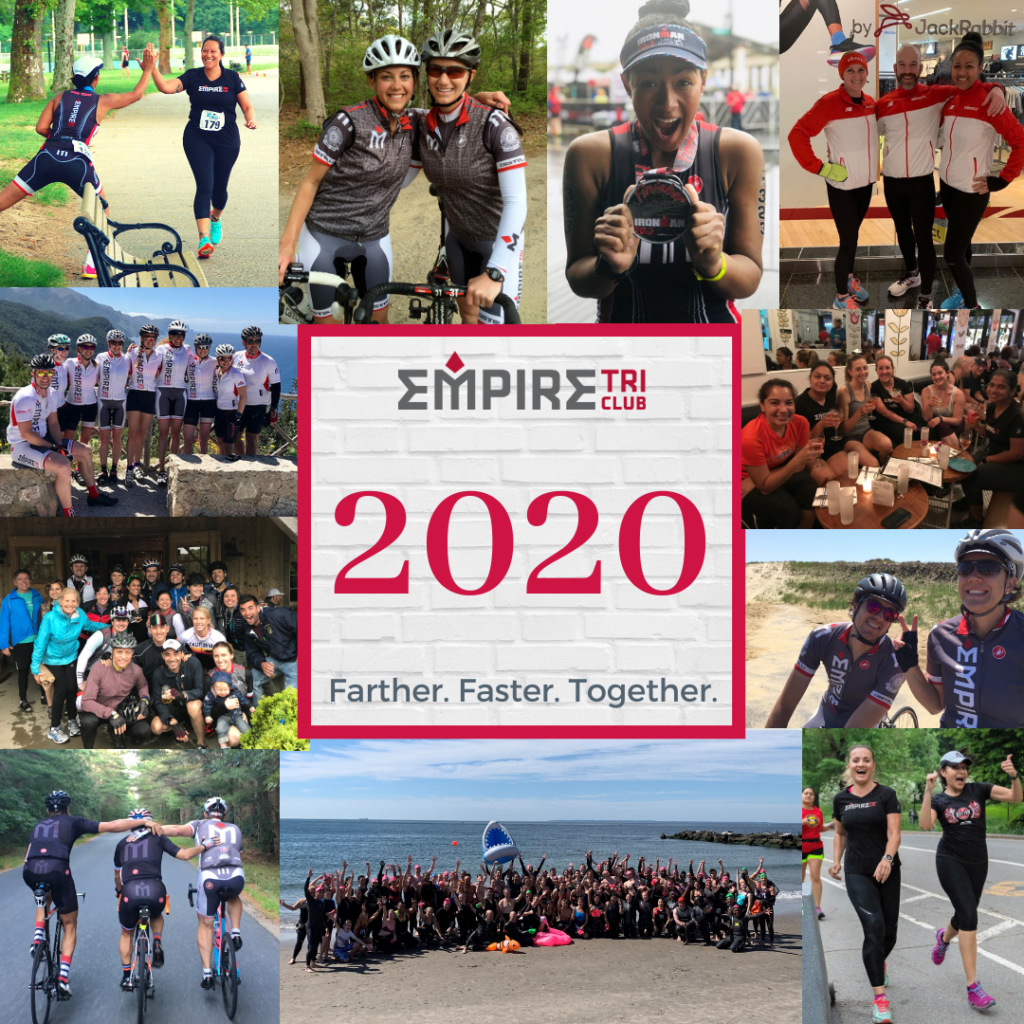 Empire Tri Club 2020 group activities montage.