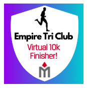 Empire Tri Club Virtual 10k Finisher badge.