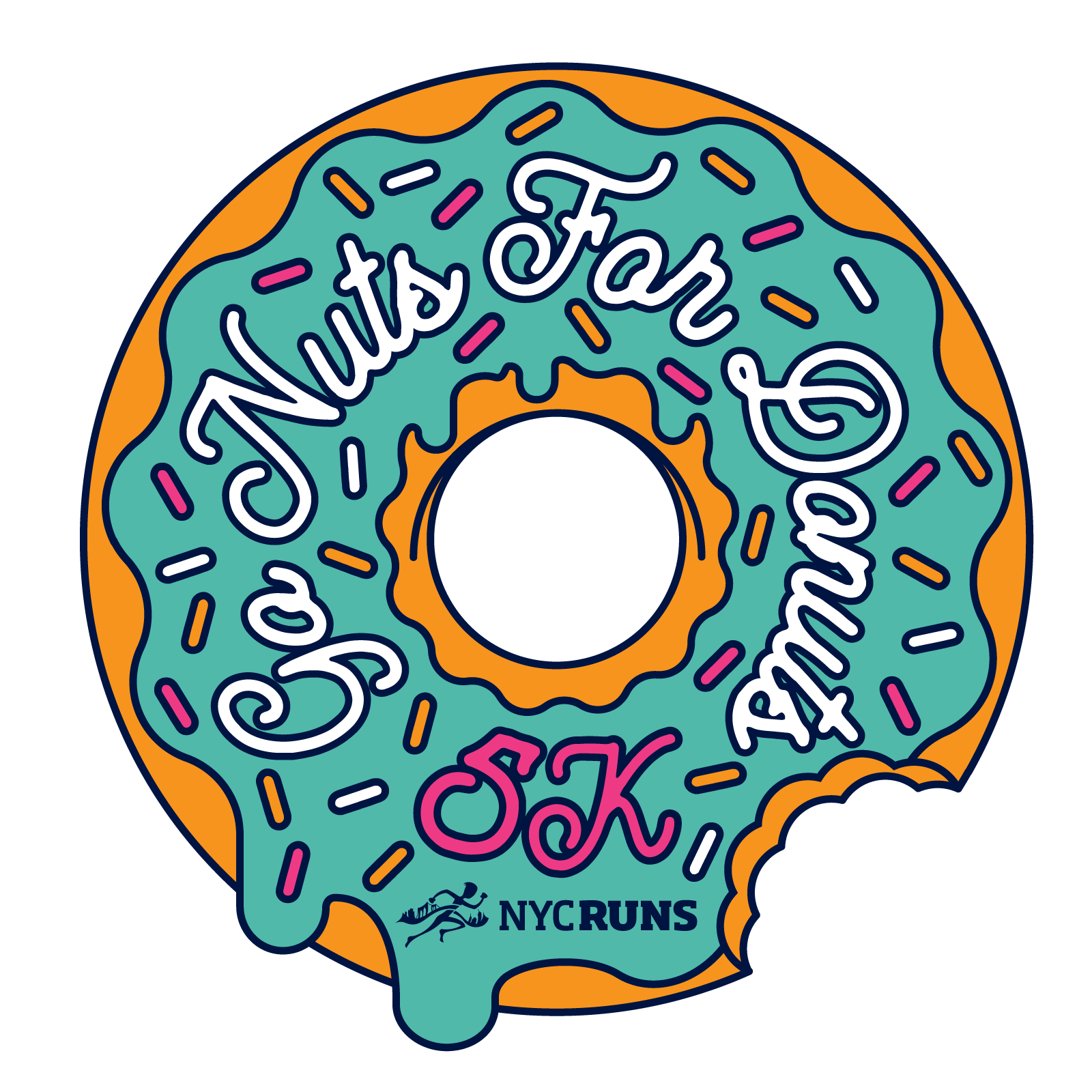 A donut with the words " so nuts for donuts " written on it.