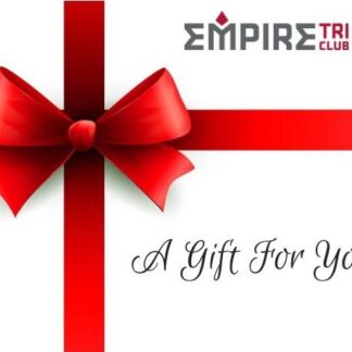 A gift card with red ribbon and bow.
